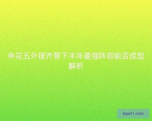 申花五外援齐聚下半年最强阵容能否成型解析